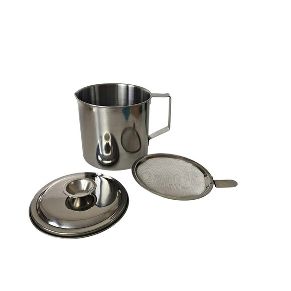 Sleek Silver Oil Storage Can with Lid - Picture 3 of 5